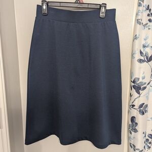 Lands' End Navy Midi Skirt